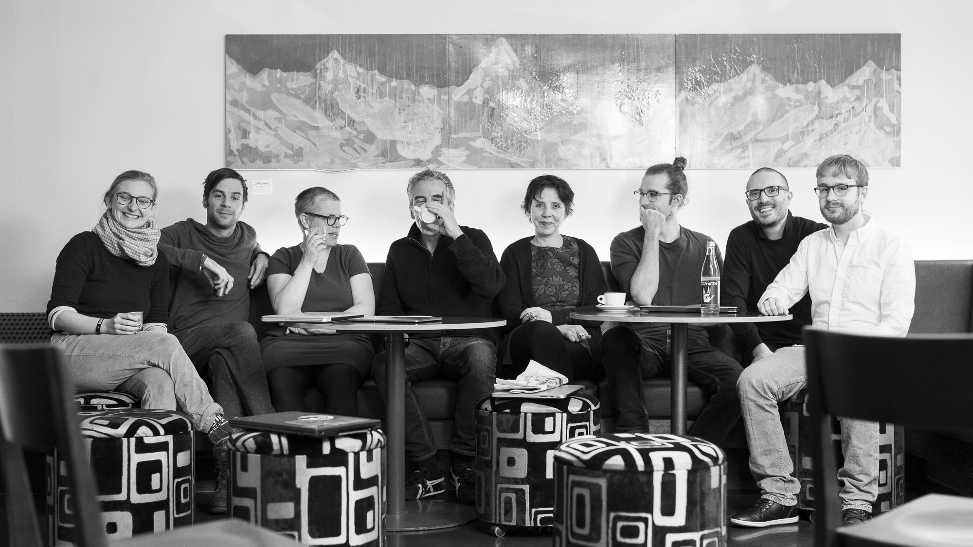 Das Project R Team in der Lobby des Hotel Rothaus am 5. Januar 2017